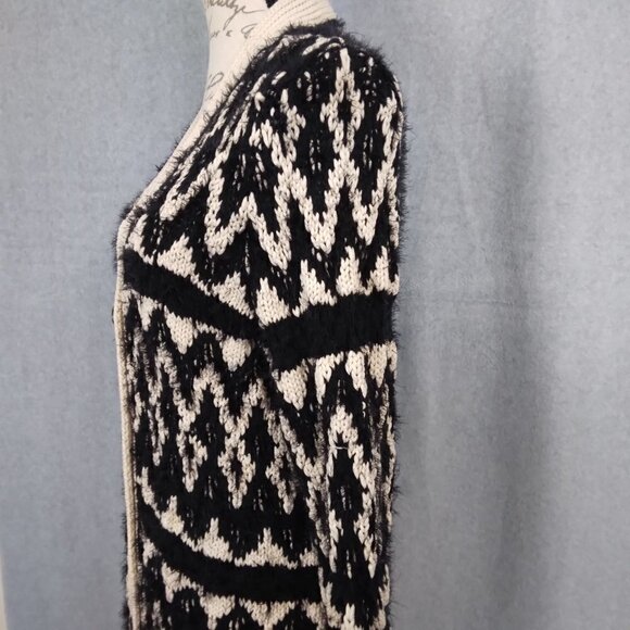 Lucky Brand | Diamond Fair Isle Cardigan Black Ivory | Size M - Picture 6 of 13
